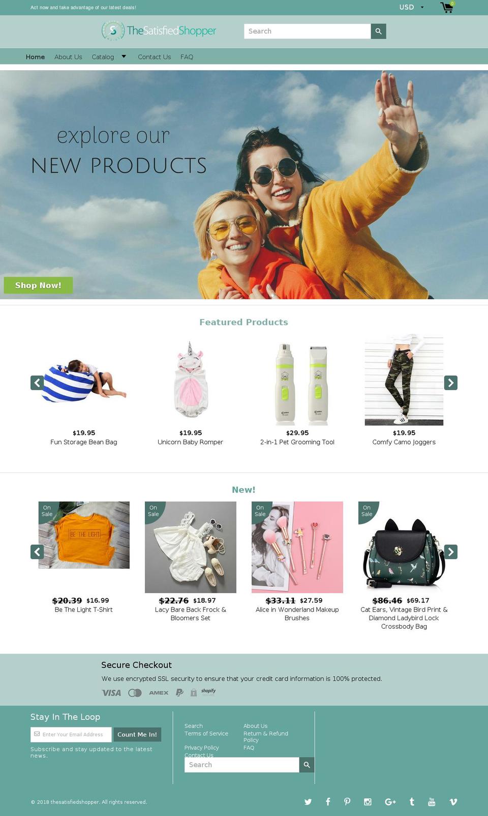 thesatisfiedshopper.com — Shopify storefront screenshot