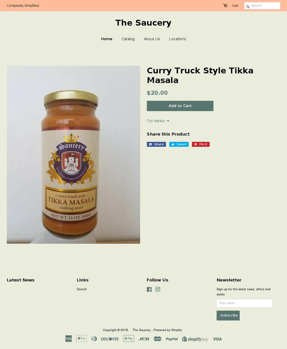thesaucery.net shopify website screenshot
