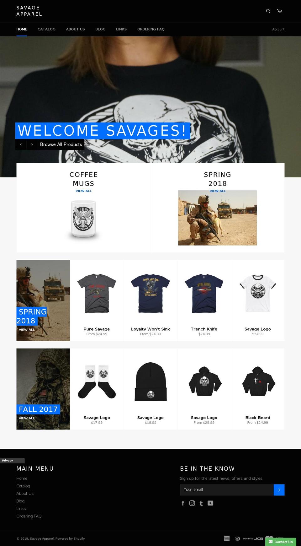 thesavageapparel.com shopify website screenshot
