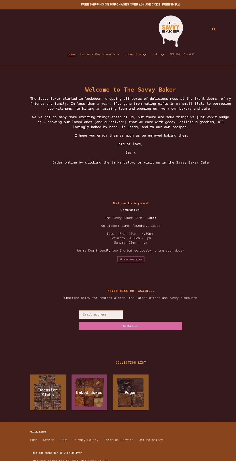 thesavvybaker.co.uk shopify website screenshot