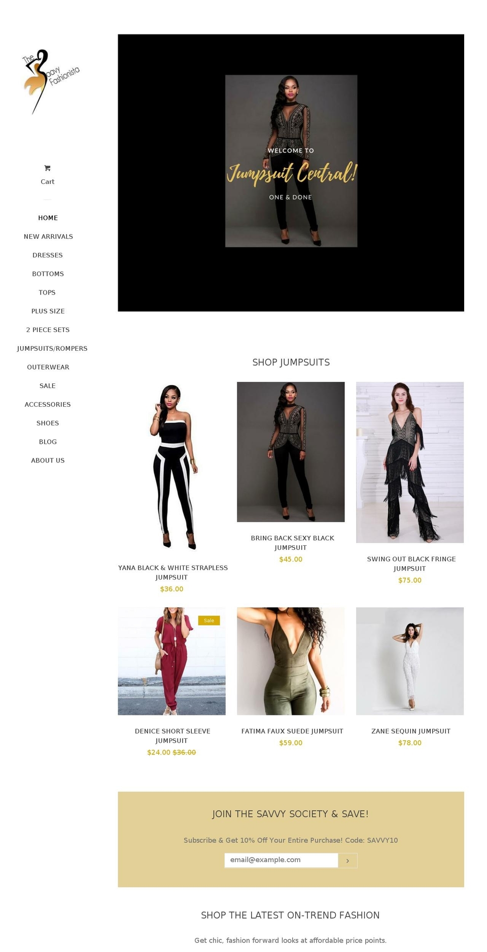 thesavvyfashionista.com shopify website screenshot