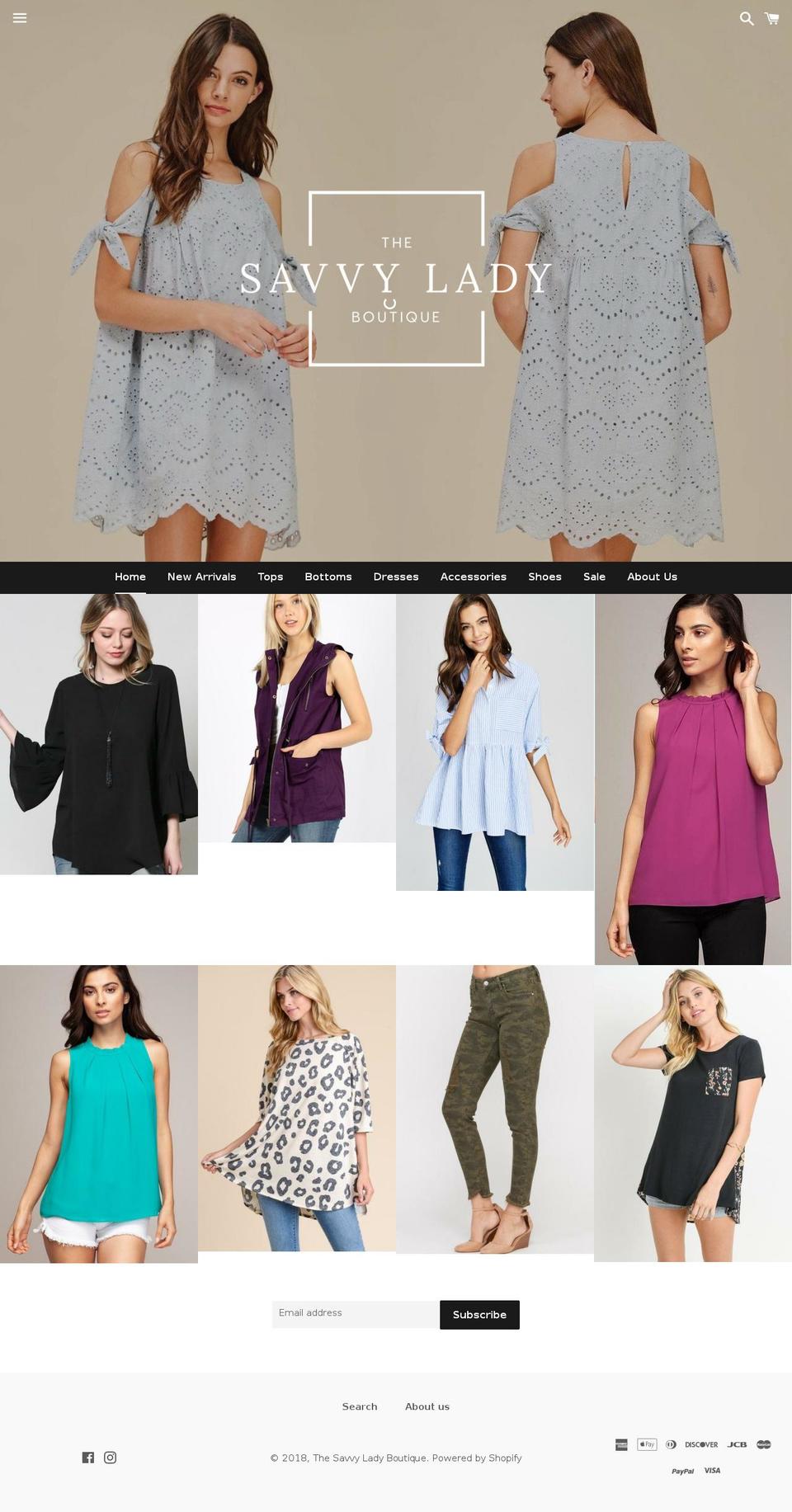 thesavvyladyboutique.com shopify website screenshot