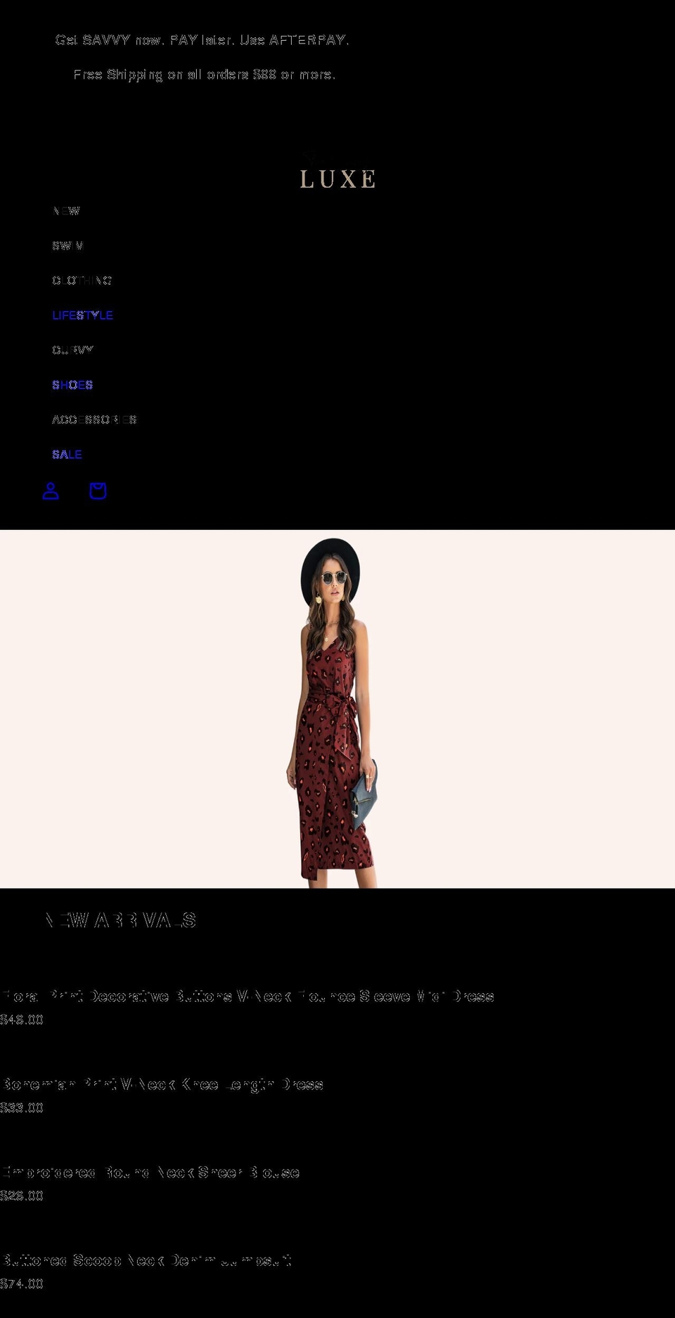 thesavvyluxe.com shopify website screenshot
