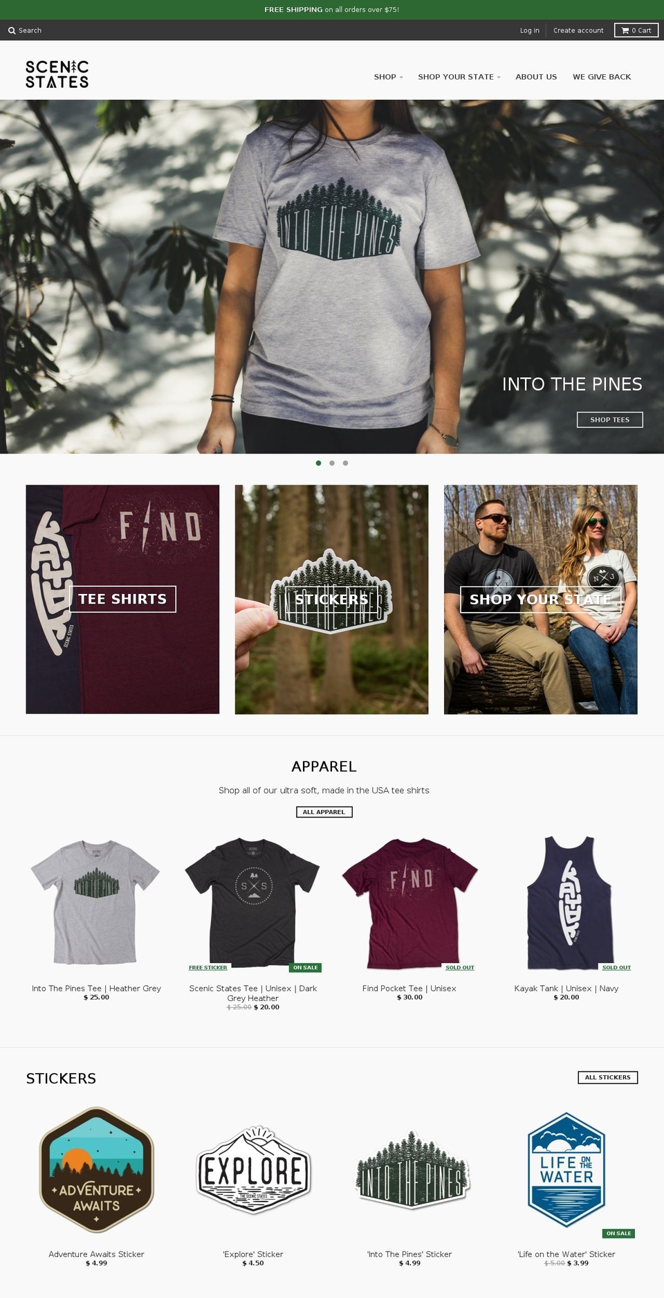 thescenicstates.com shopify website screenshot