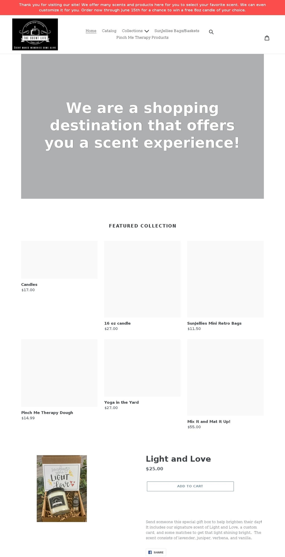 thescentlifecandlebar.com shopify website screenshot