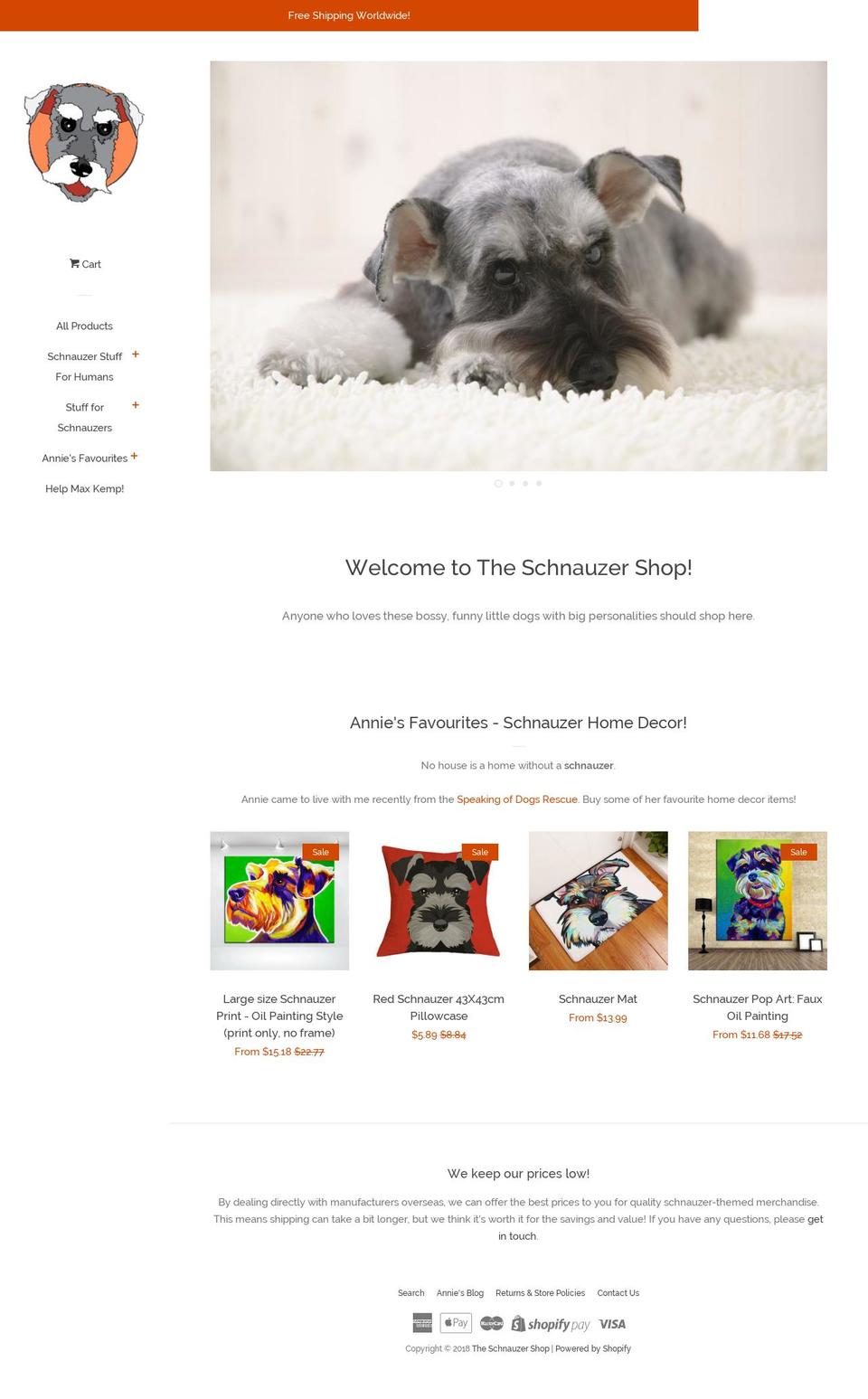 theschnauzershop.com — Shopify storefront screenshot