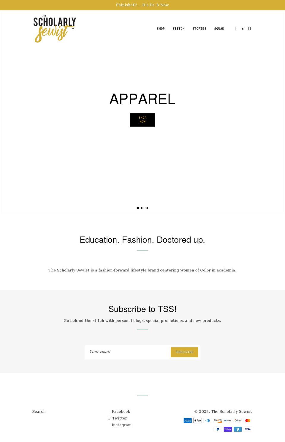thescholarlysewist.com shopify website screenshot