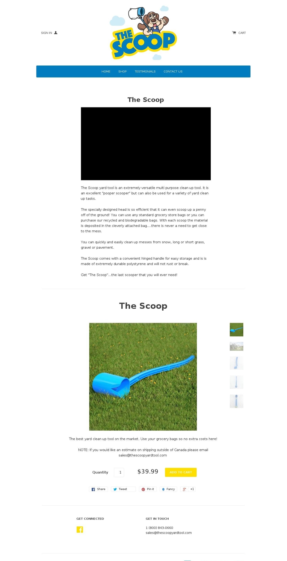 thescoopyardtool.com shopify website screenshot