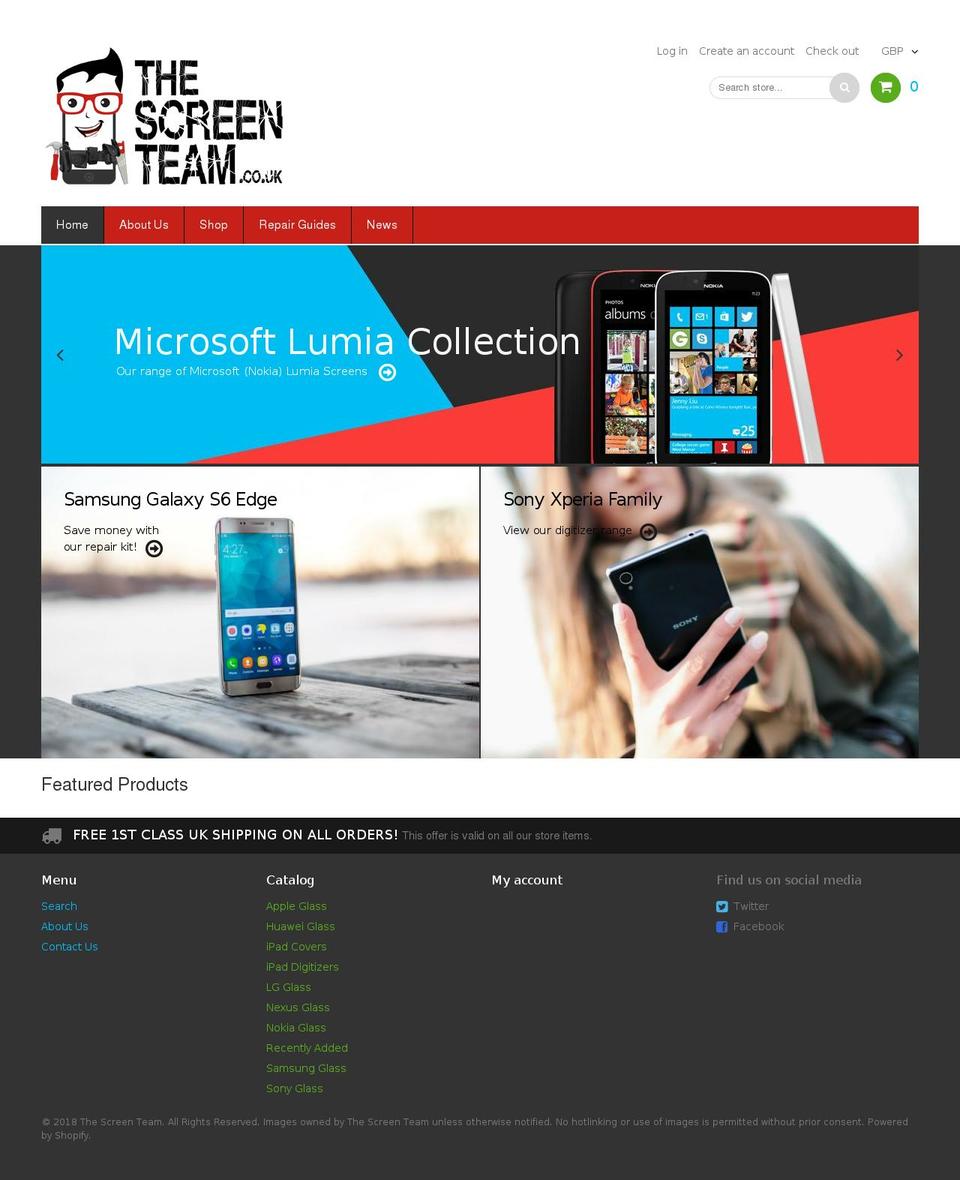 thescreenteam.co.uk shopify website screenshot
