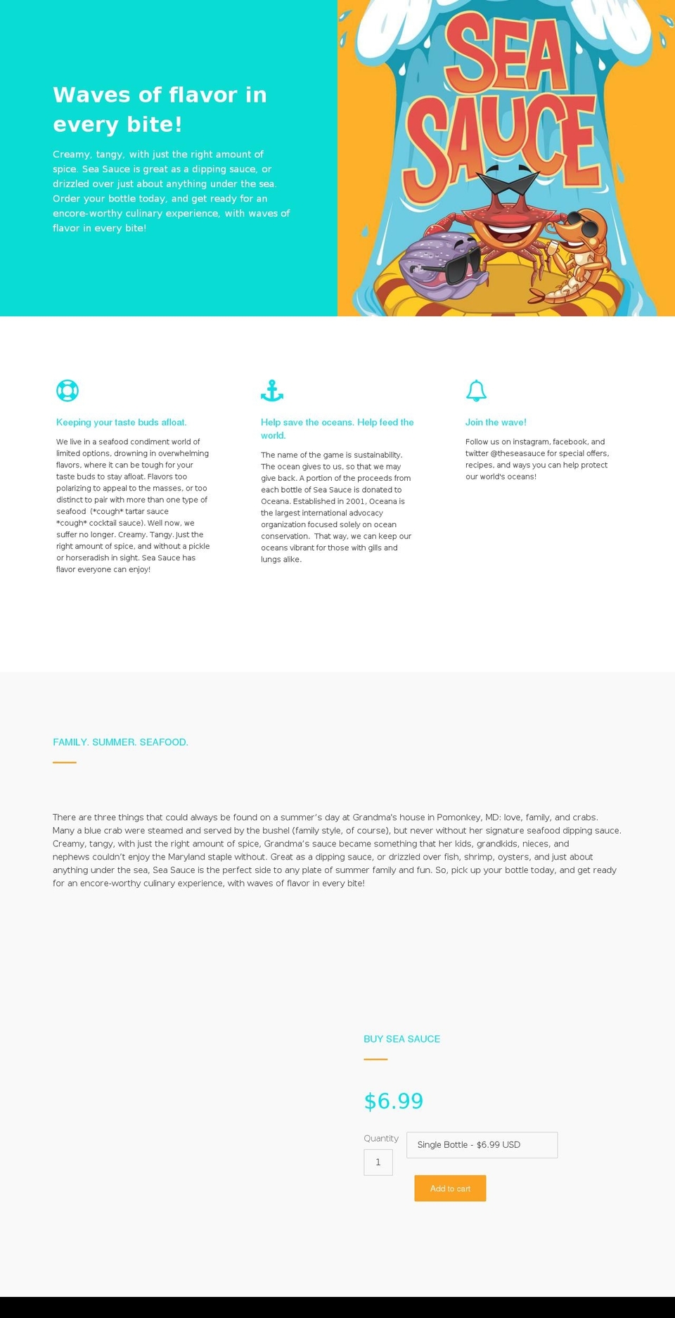 theseasauce.com — Shopify storefront screenshot