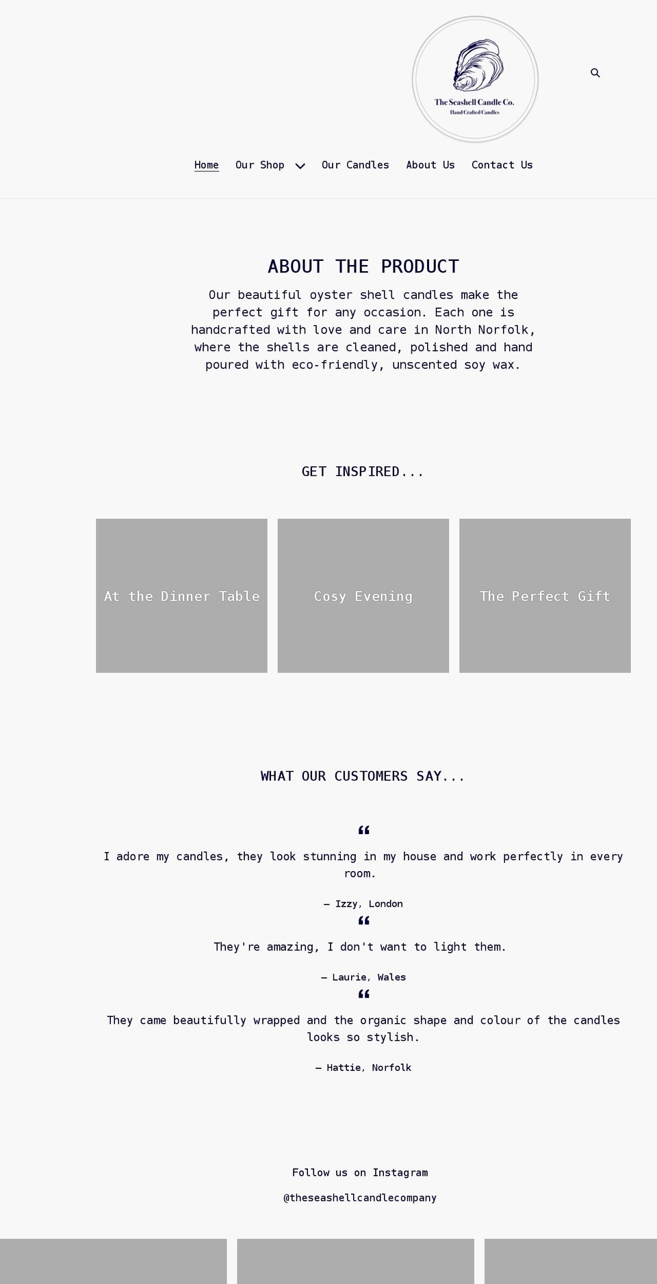 theseashellcandlecompany.com shopify website screenshot