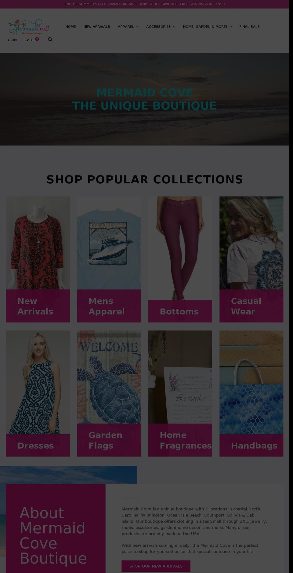 theseasidemermaid.com — Shopify storefront screenshot