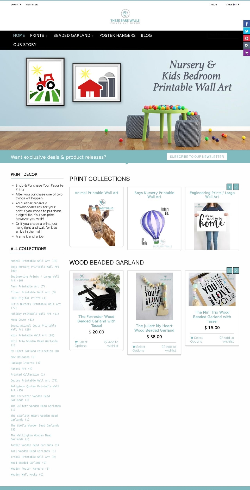 thesebarewalls.com shopify website screenshot