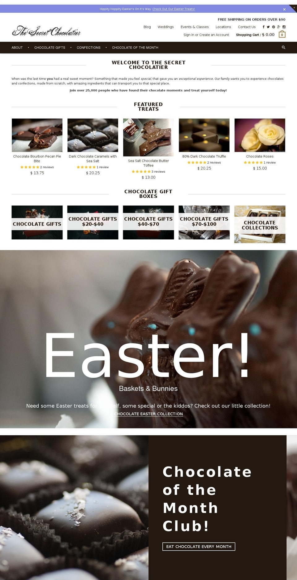 thesecretchocolatier.com shopify website screenshot