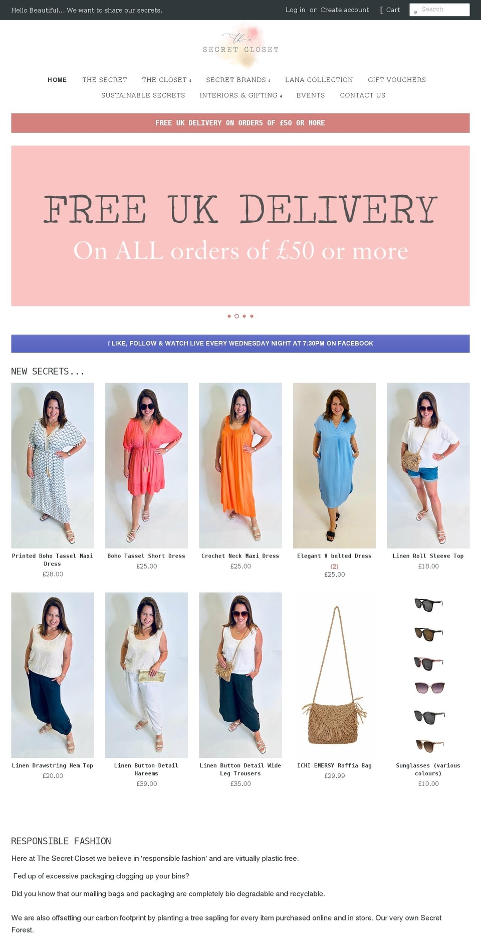 thesecretcloset.co.uk shopify website screenshot