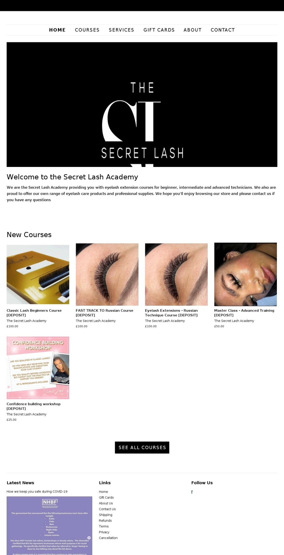 thesecretlashacademy.com shopify website screenshot
