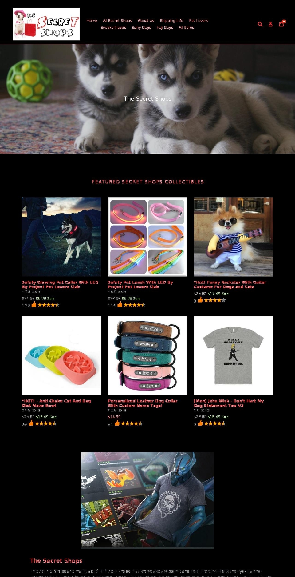 thesecretshops.com shopify website screenshot