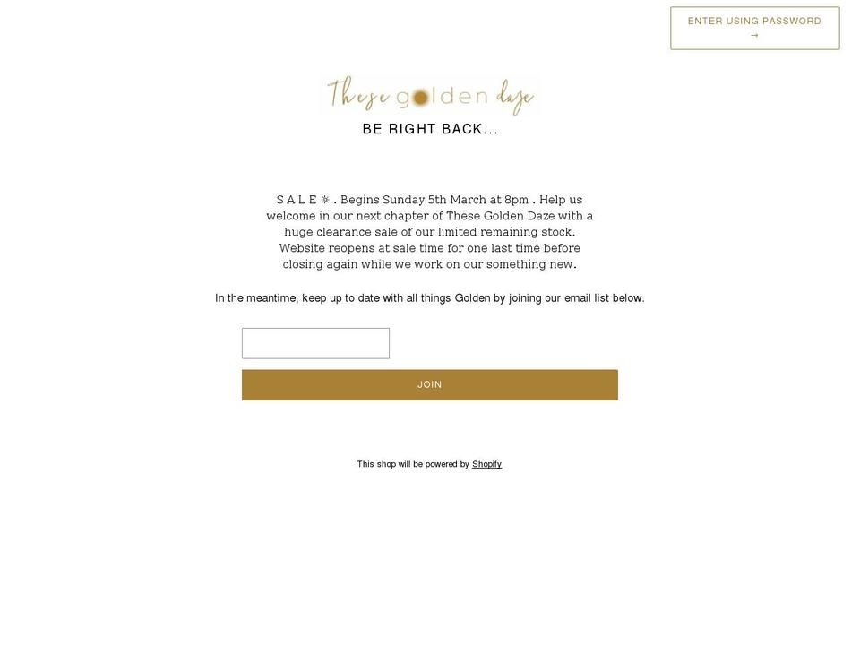thesegoldendaze.com.au shopify website screenshot