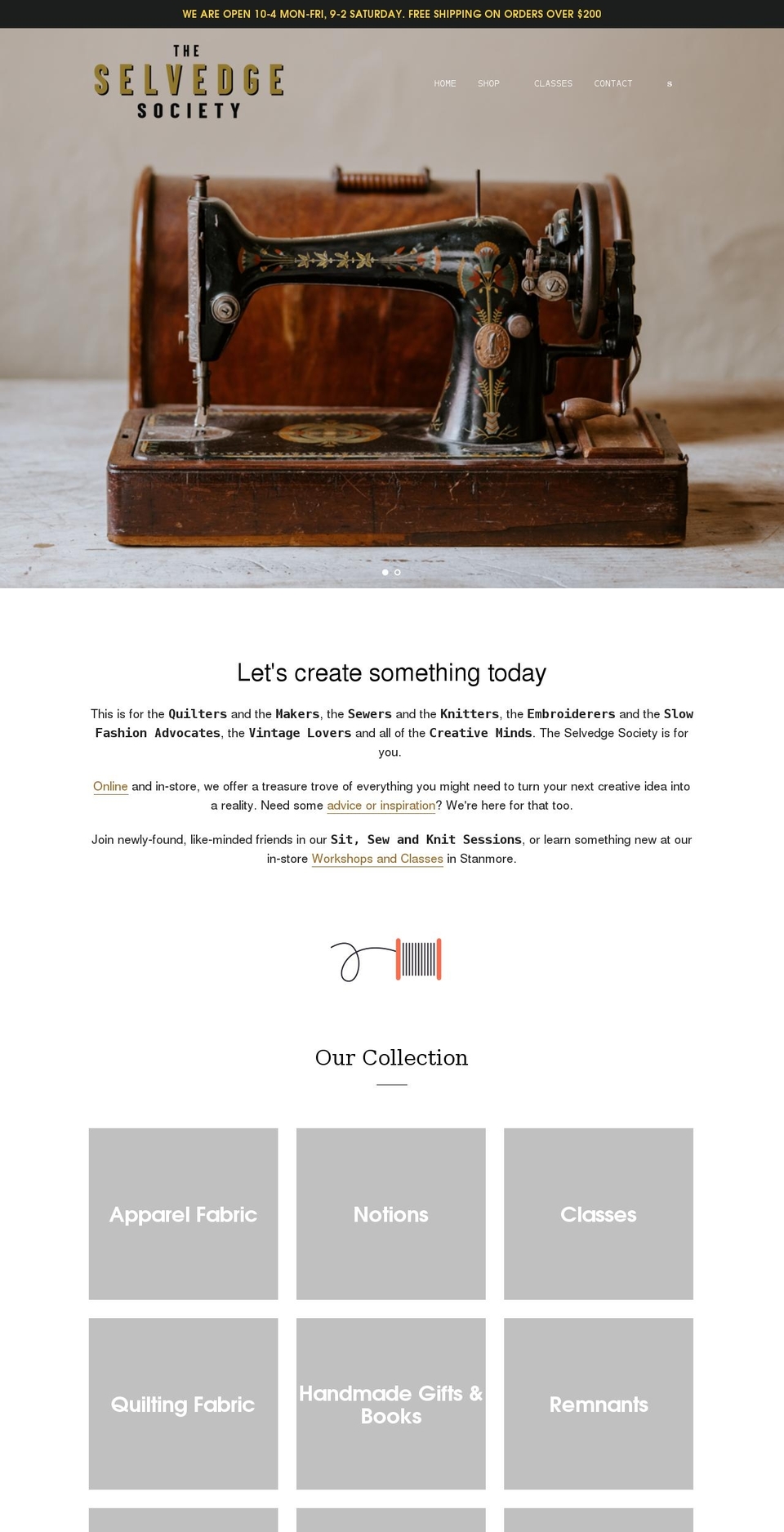 theselvedgesociety.com shopify website screenshot