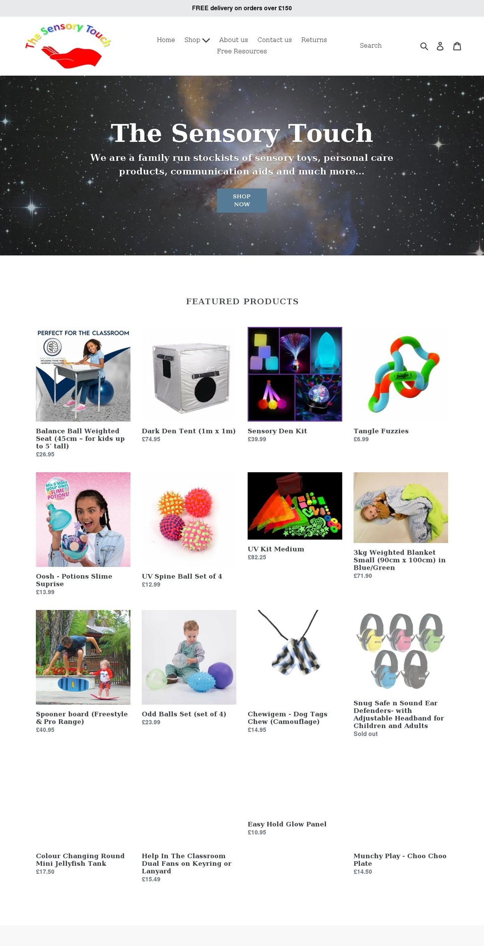 thesensorytouch.co.uk shopify website screenshot