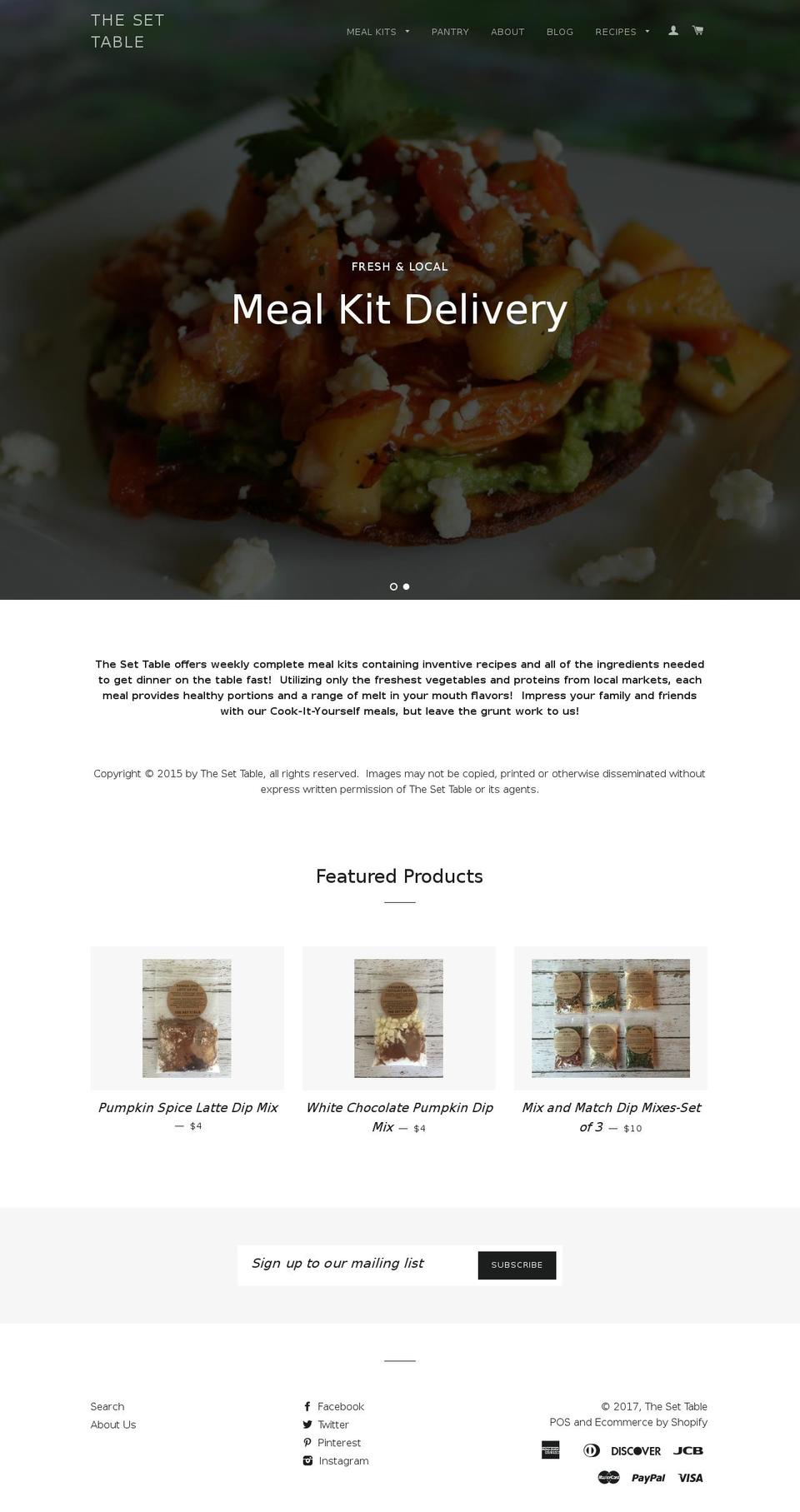thesettablemeals.com shopify website screenshot