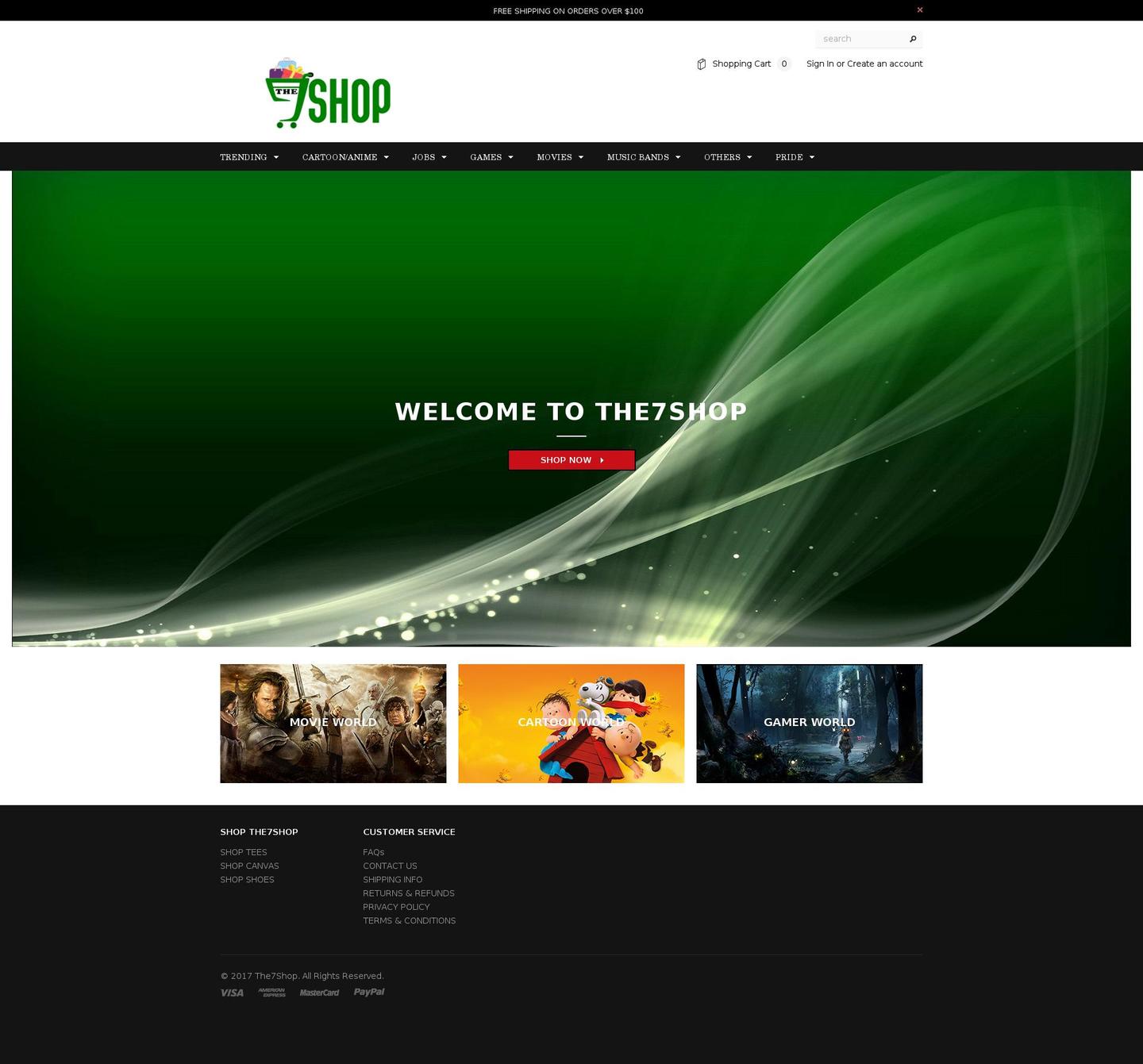 thesevenshop.com shopify website screenshot