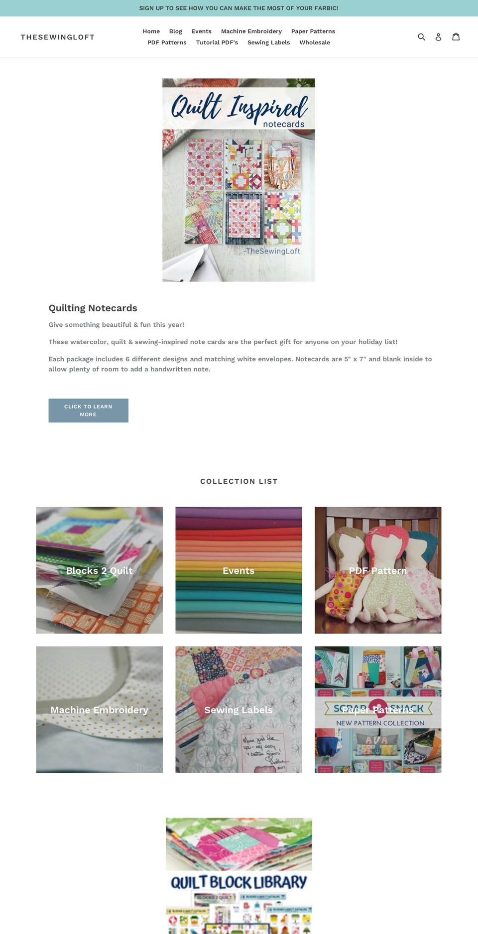 thesewingloft.myshopify.com shopify website screenshot