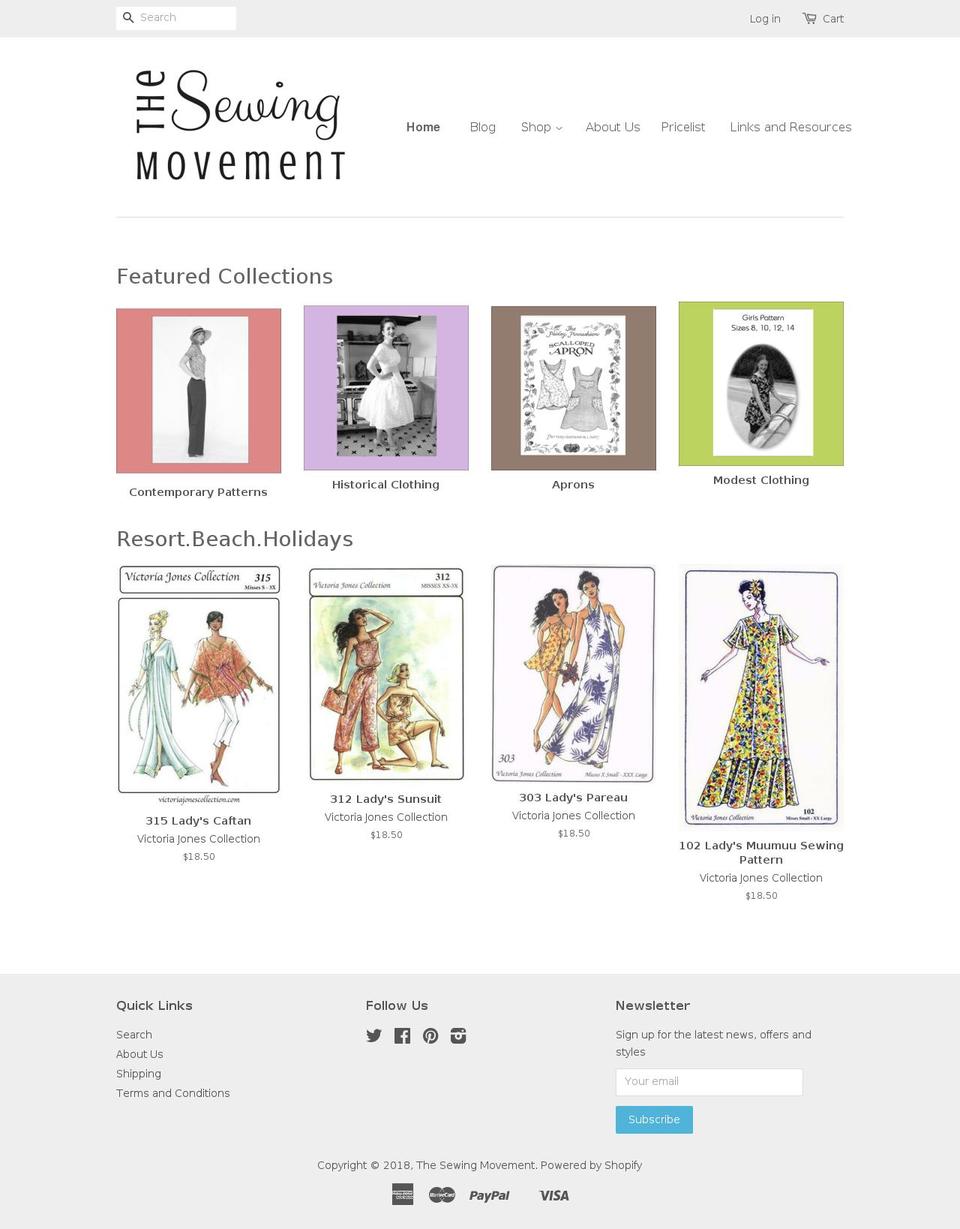 thesewingmovement.com — Shopify storefront screenshot