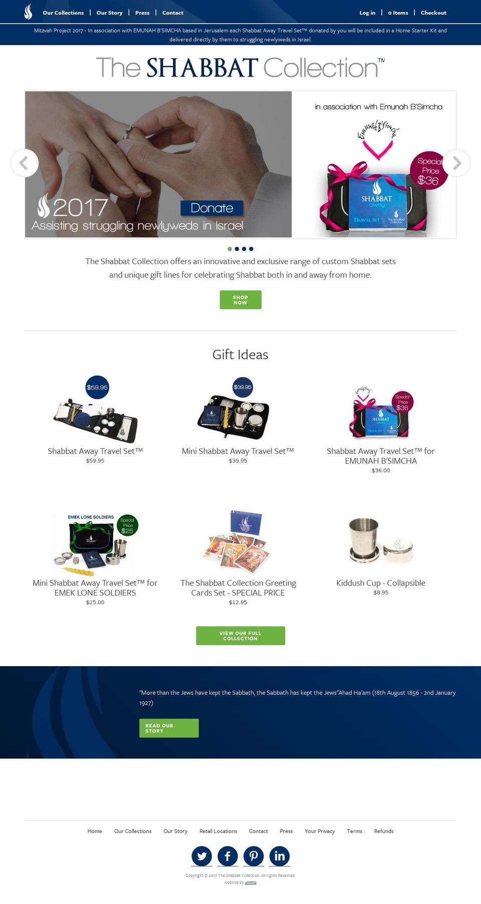 theshabbatcollection.com shopify website screenshot