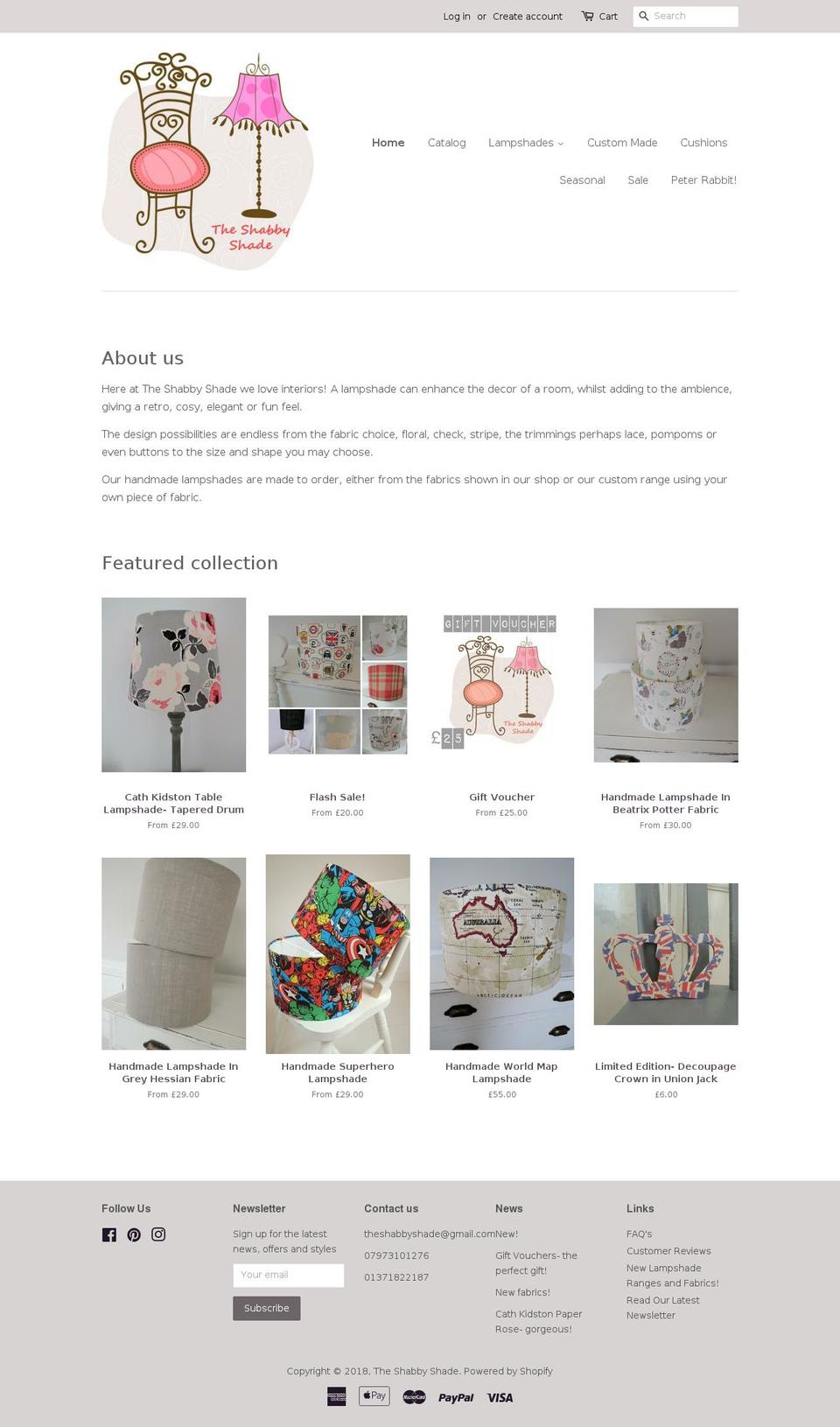 theshabbyshade.com — Shopify storefront screenshot