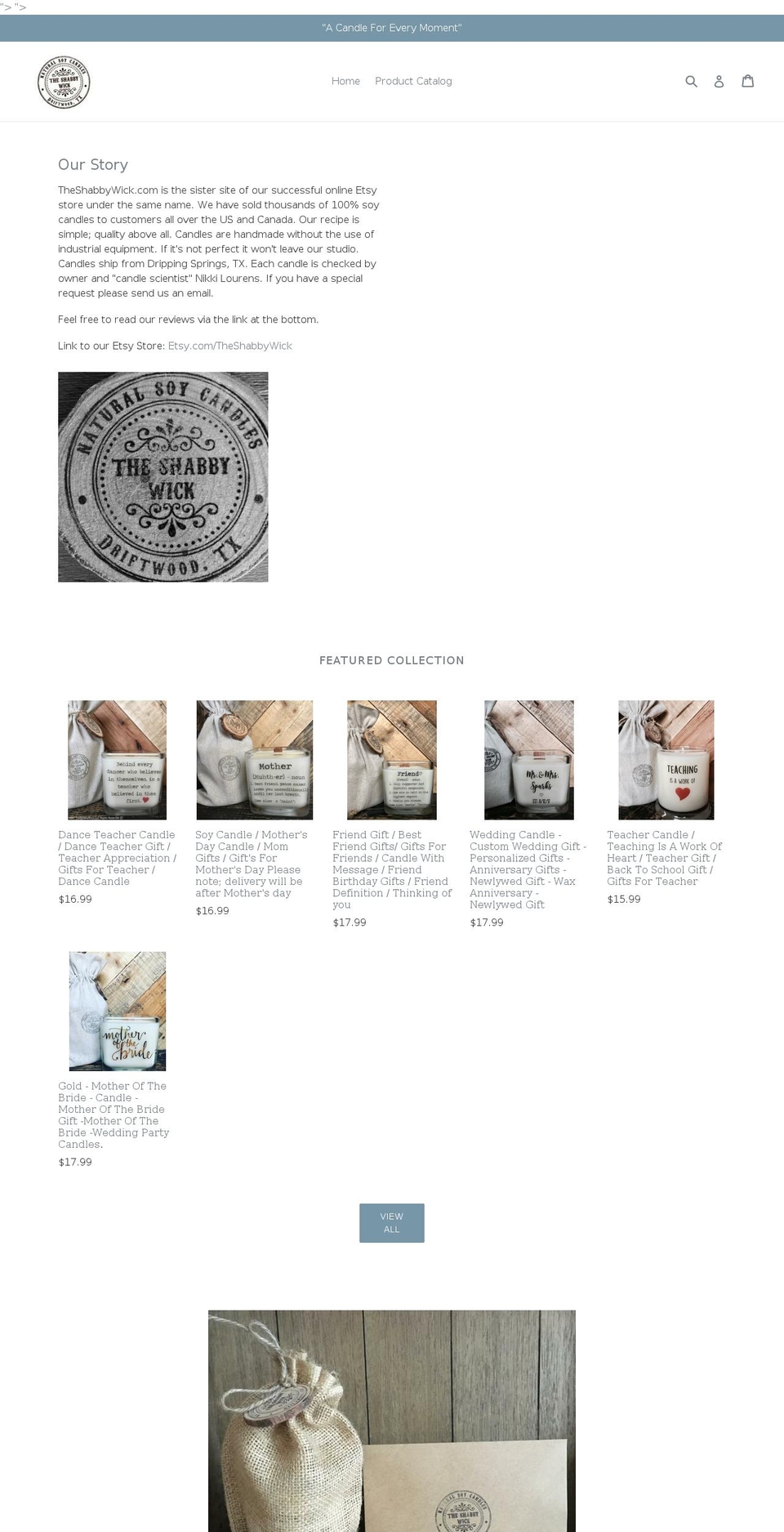 theshabbywick.com shopify website screenshot