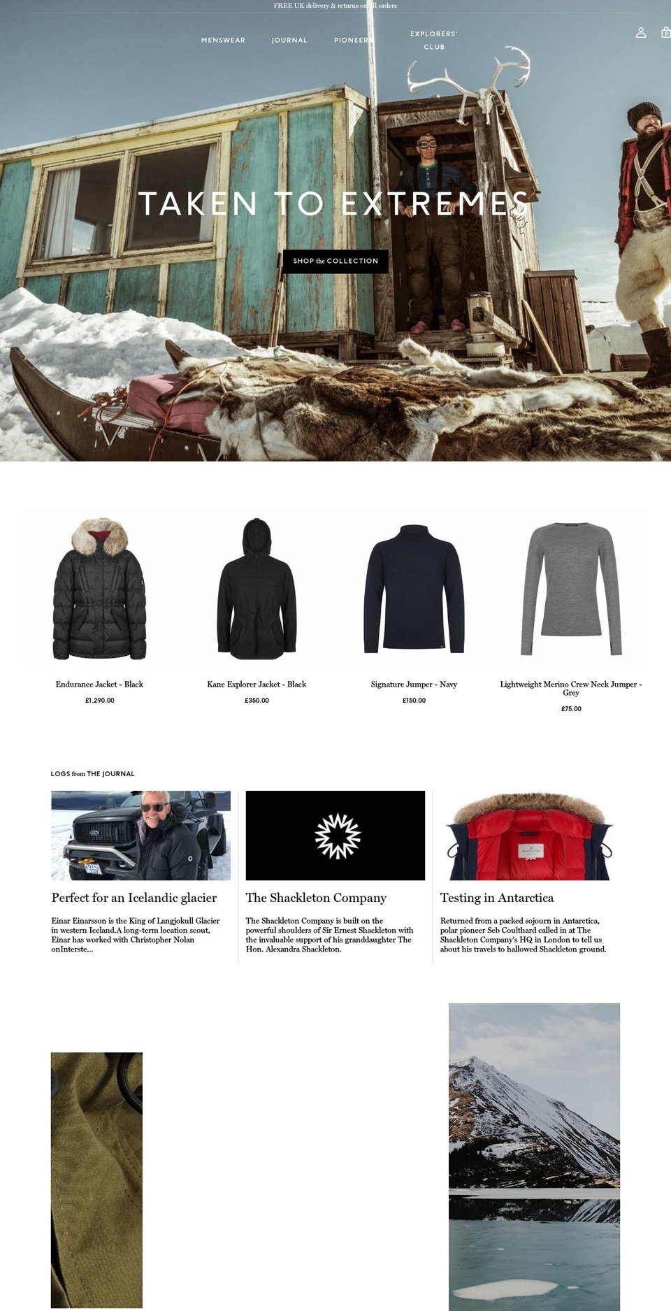 The Wild Extremes Shopify theme site example theshackleton.company