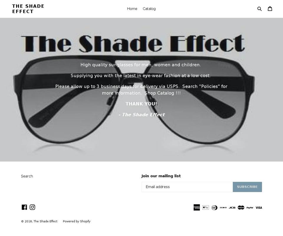 theshadeeffect.com shopify website screenshot