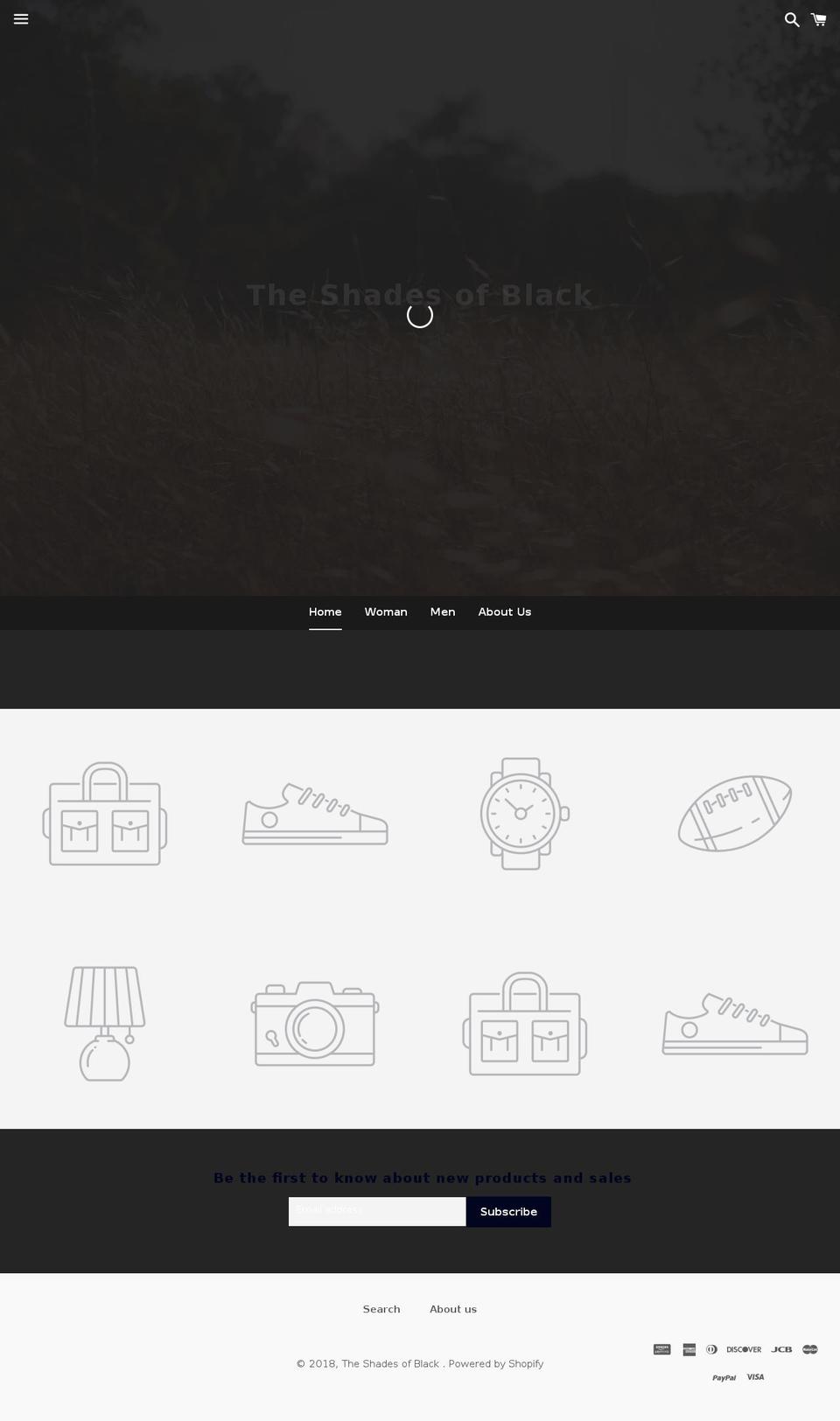 theshadesofblack.com — Shopify storefront screenshot