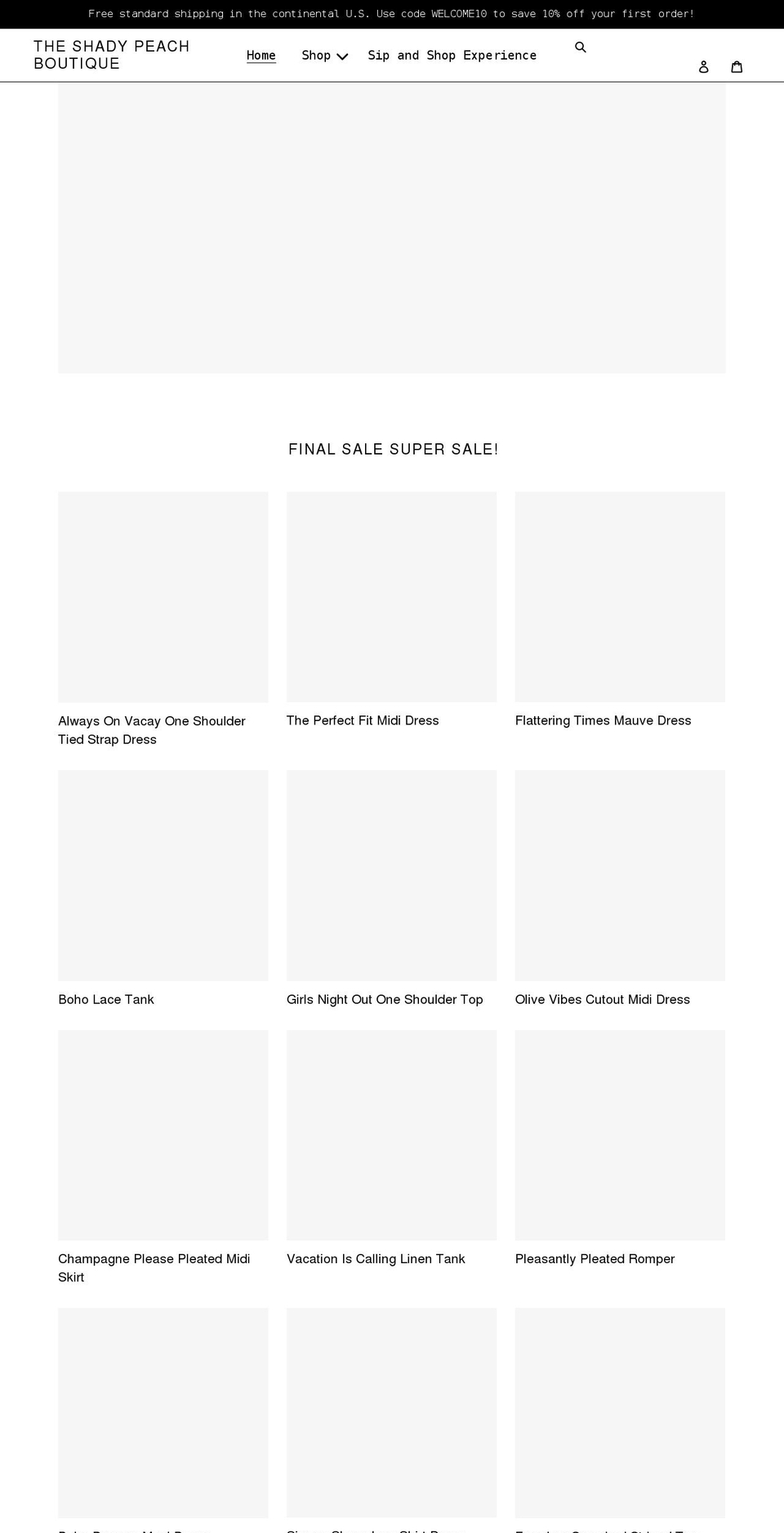 theshadypeachboutique.com shopify website screenshot