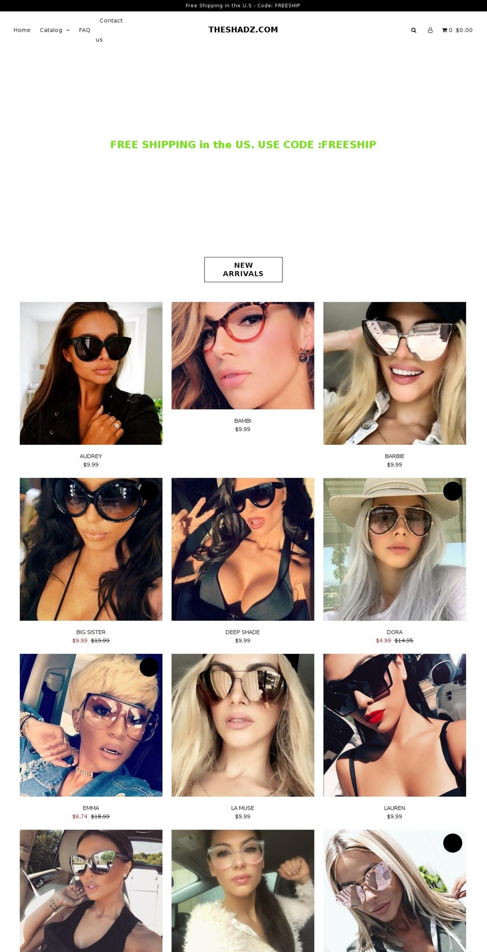 theshadz.com — Shopify storefront screenshot