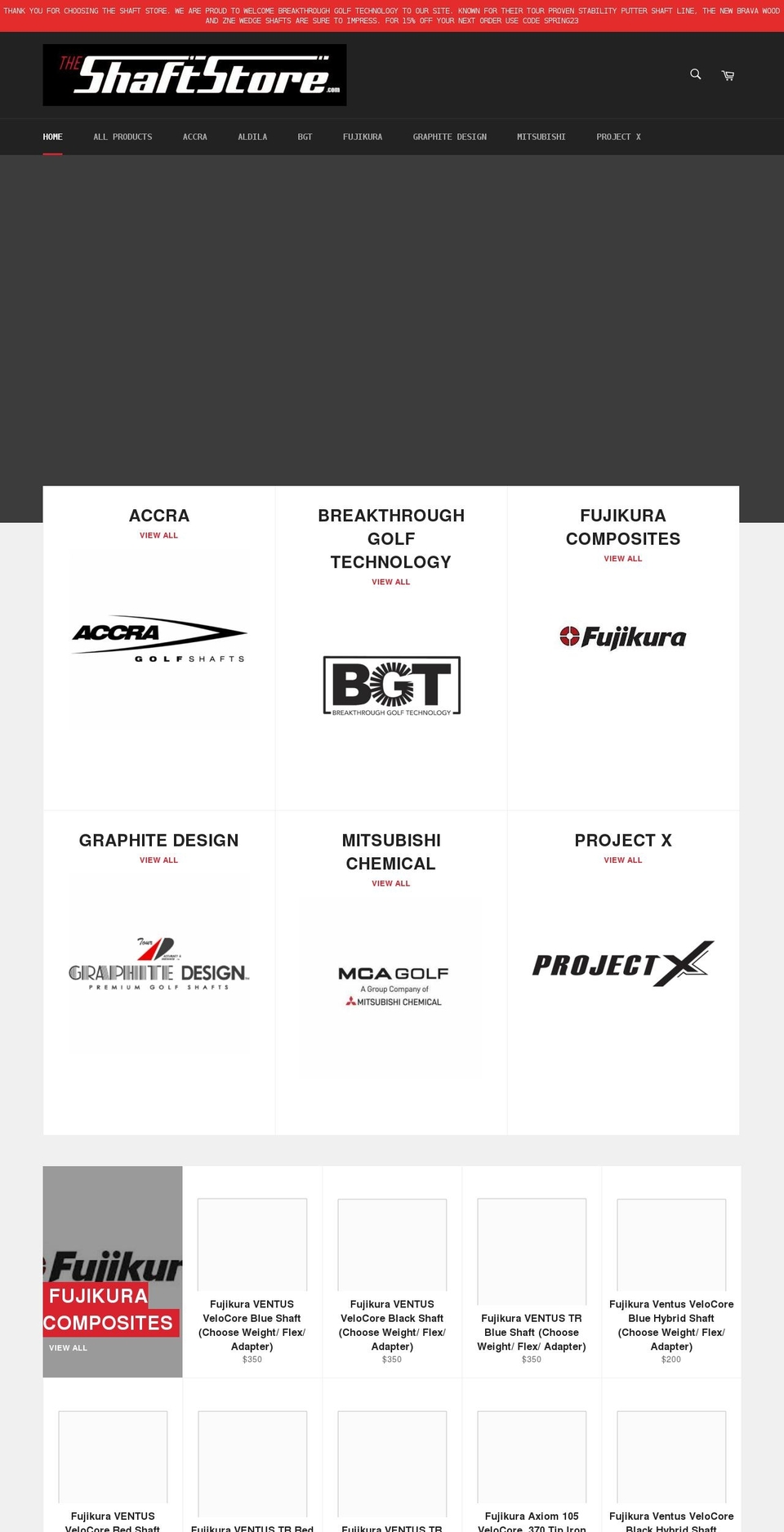 theshaftstore.com shopify website screenshot
