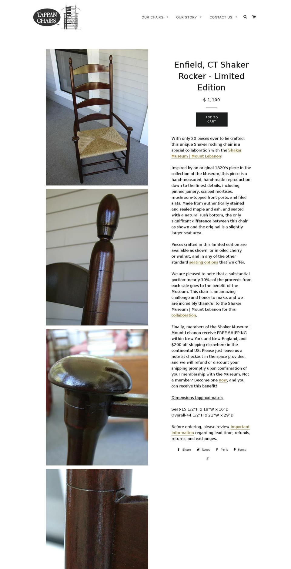 theshakerchair.com shopify website screenshot