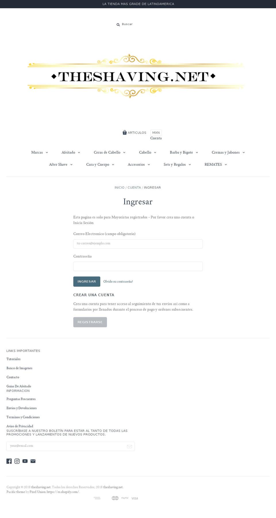 theshaving.net shopify website screenshot