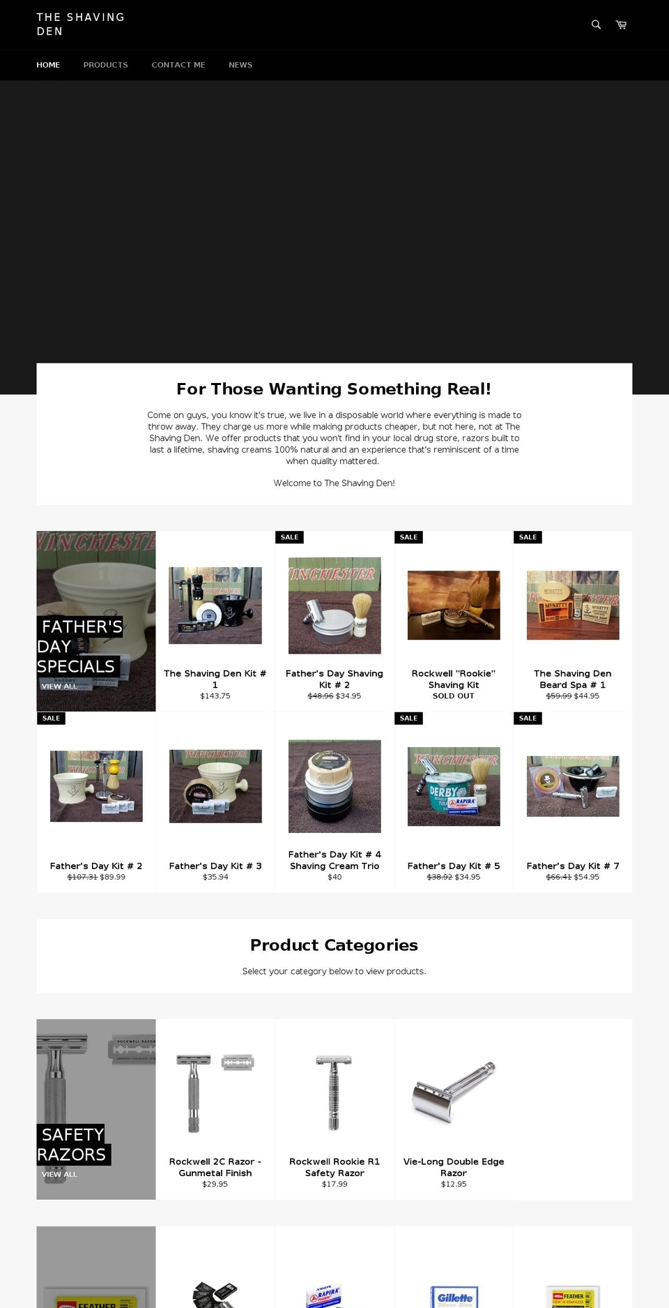 theshavingden.com — Shopify storefront screenshot