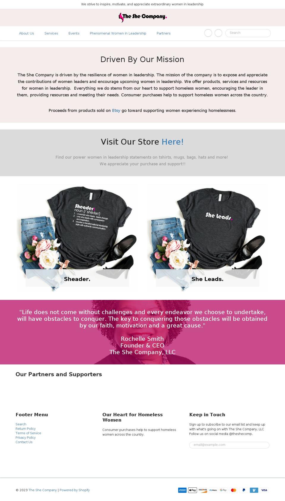theshecompany.org shopify website screenshot