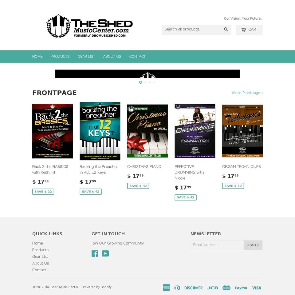 theshedmusiccenter.com shopify website screenshot
