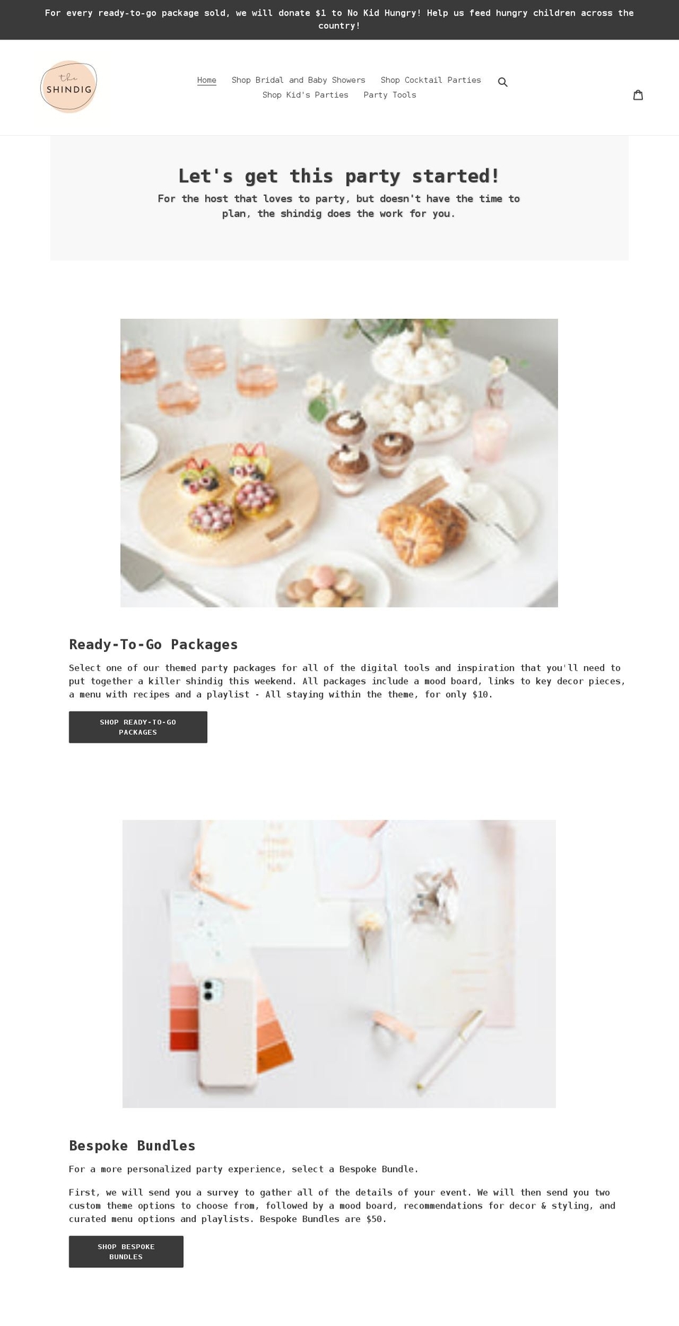 theshindigco.com shopify website screenshot