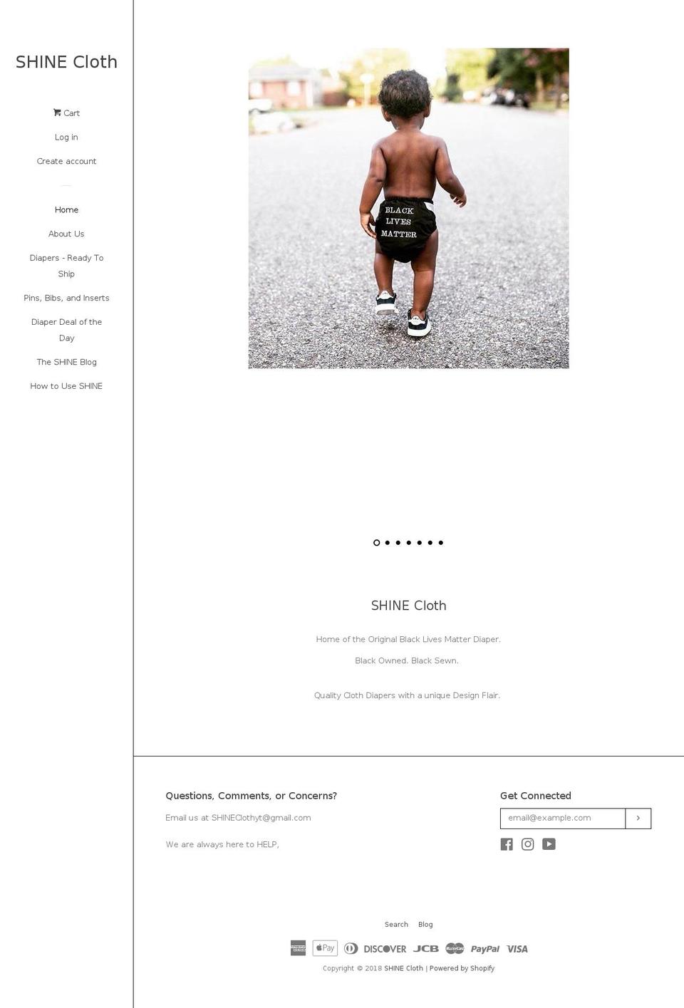 theshinecloth.com — Shopify storefront screenshot