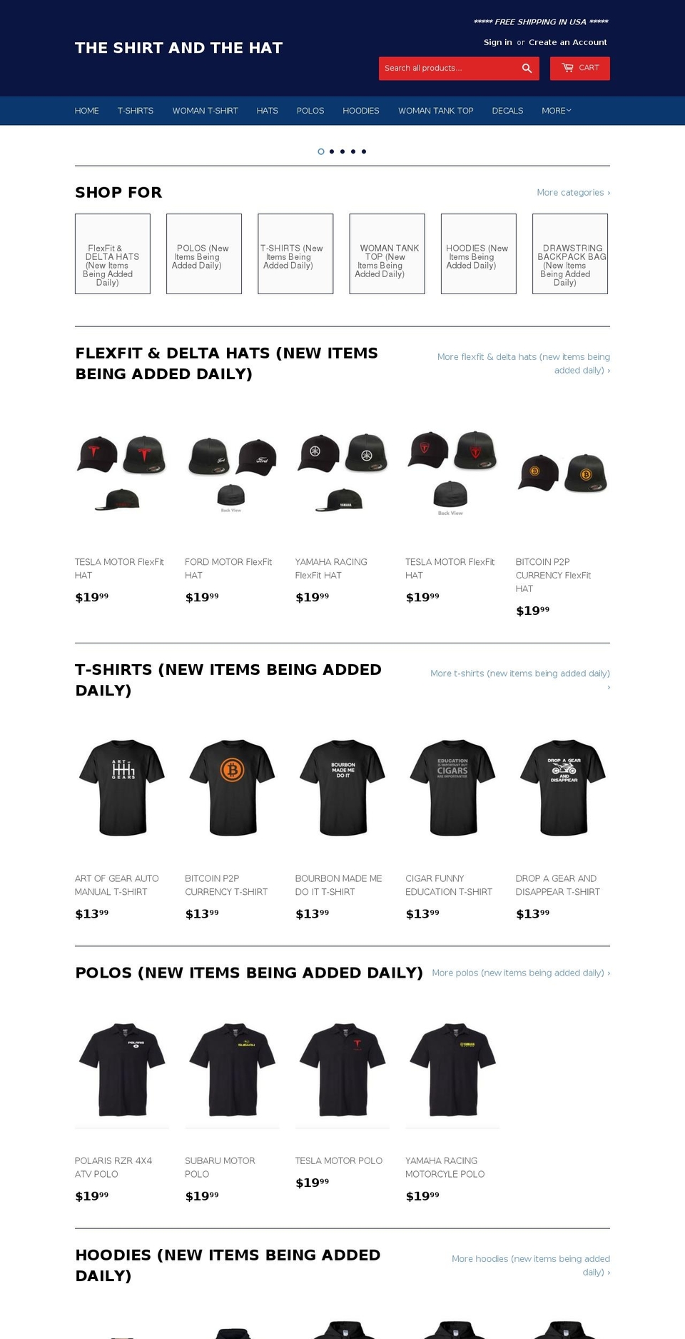 theshirtandthehat.com shopify website screenshot