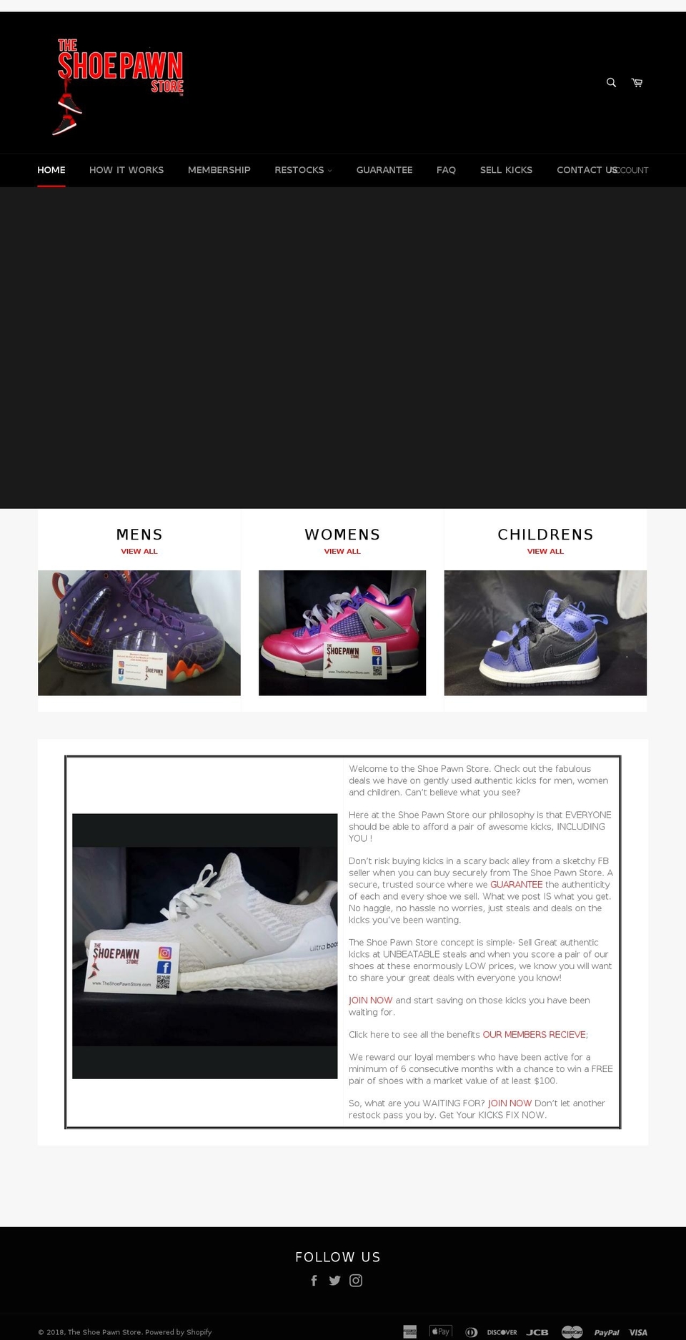theshoepawnstore.com — Shopify storefront screenshot