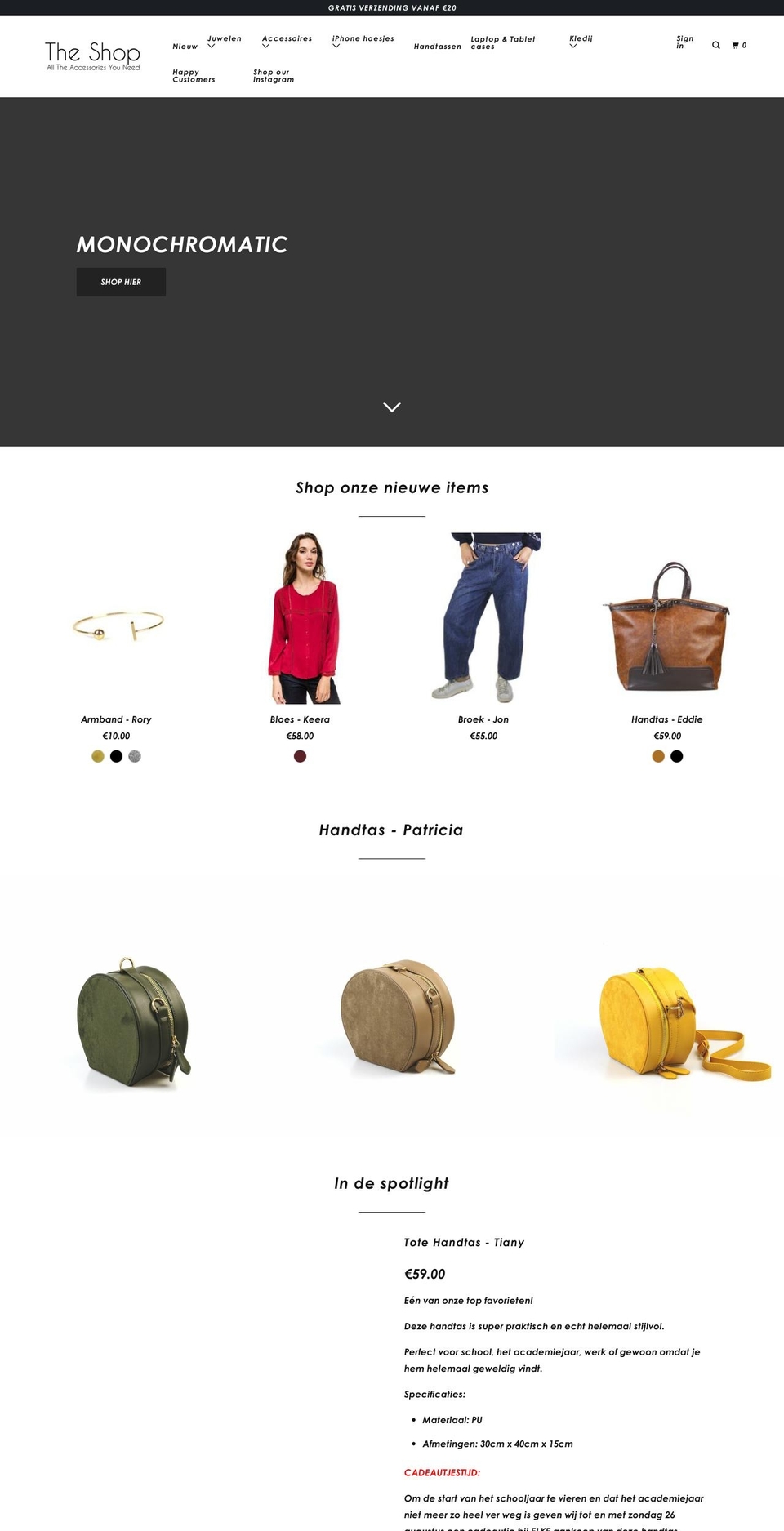 theshop-belgium.be shopify website screenshot