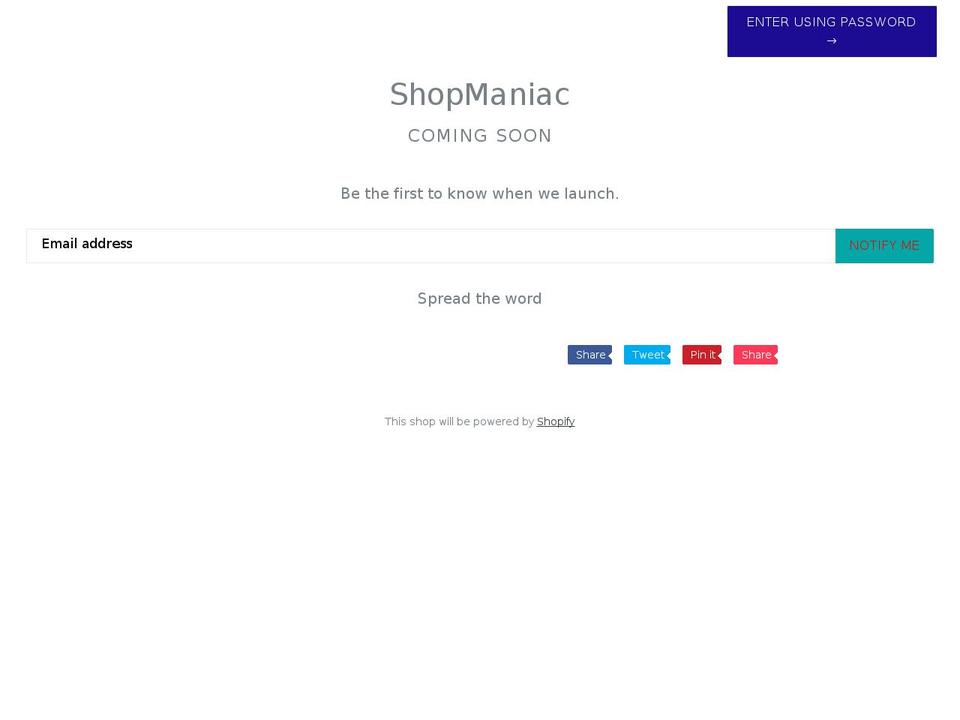 theshopmaniac.com shopify website screenshot