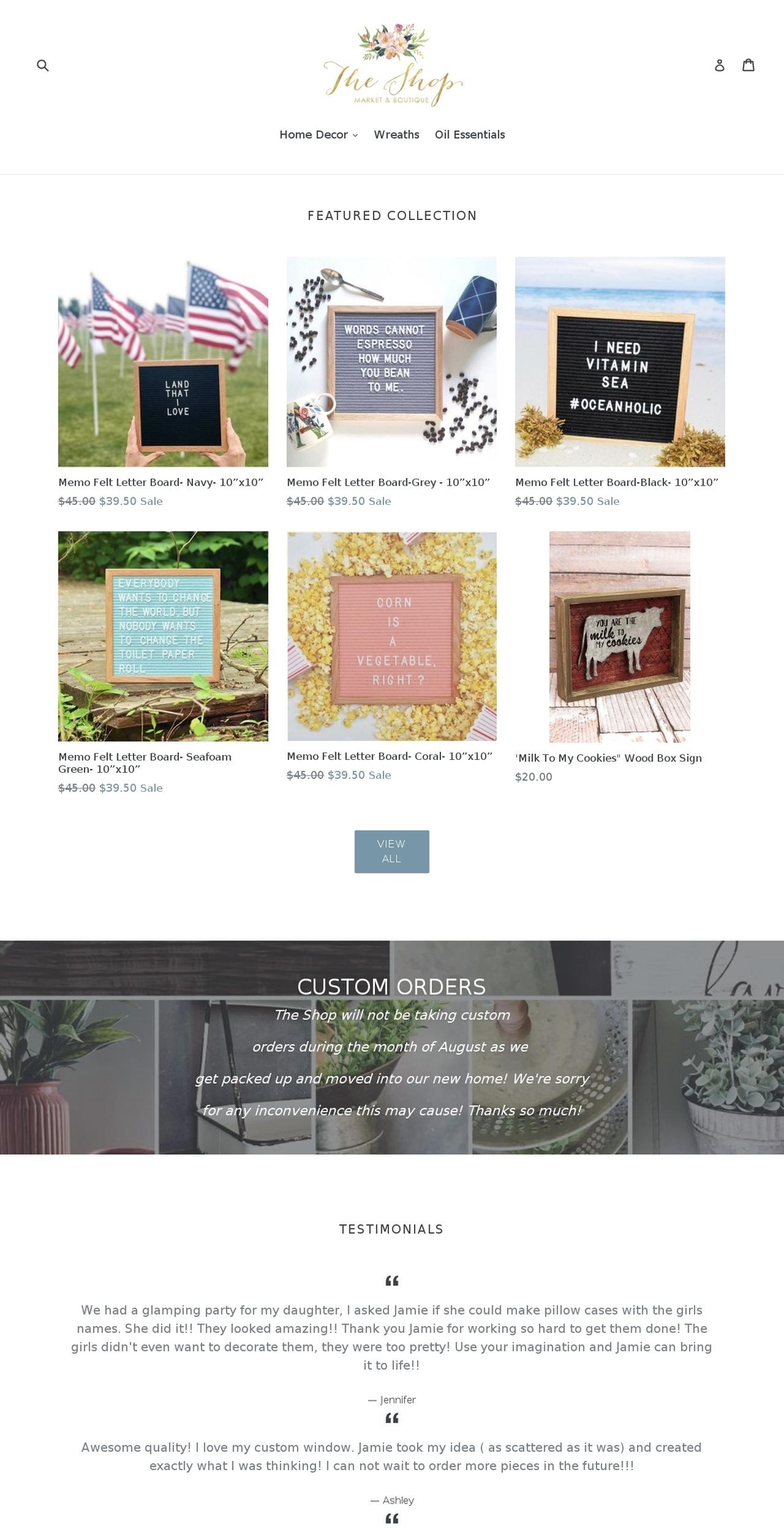 theshopmarketboutique.com — Shopify storefront screenshot
