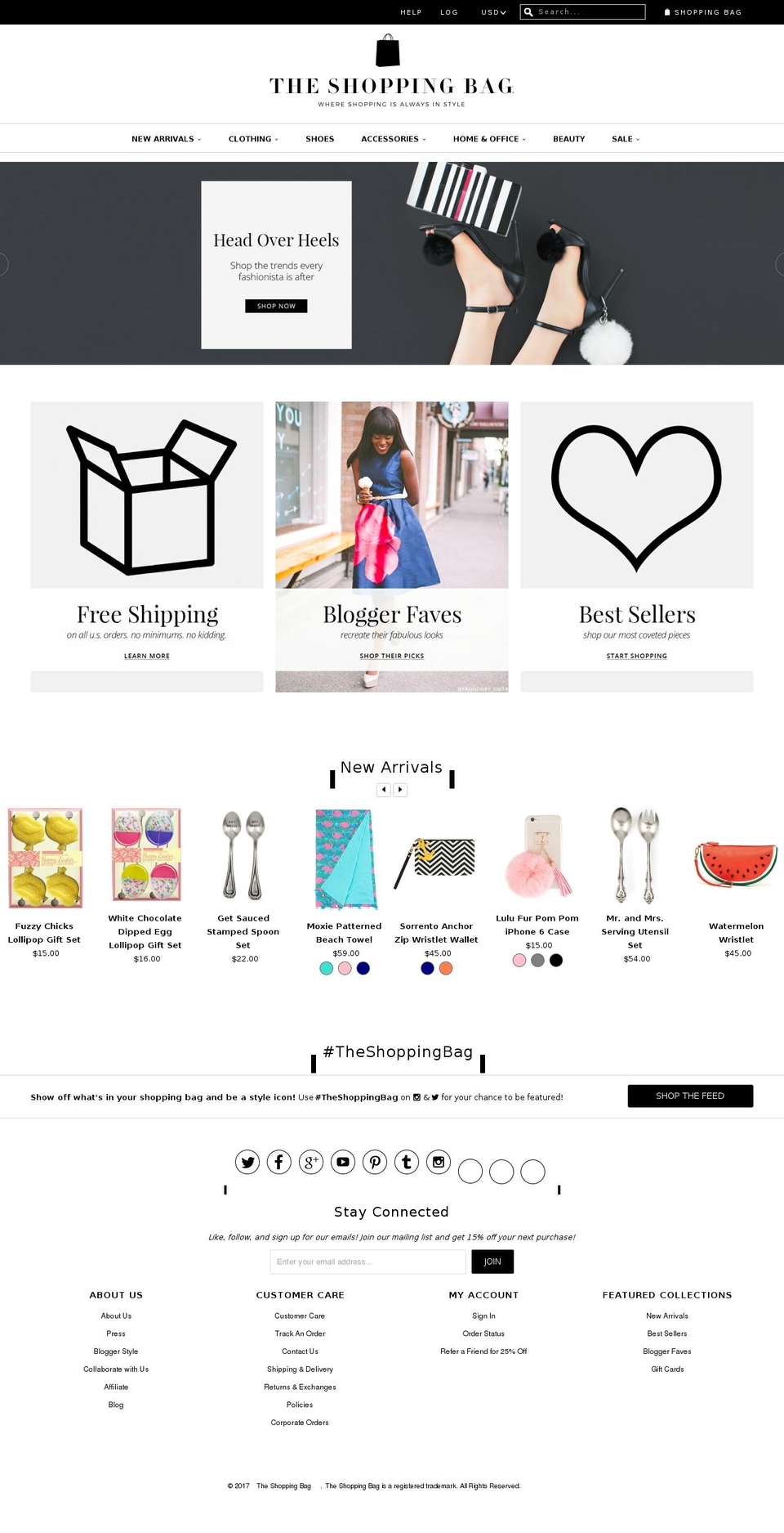theshoppingbagstore.com shopify website screenshot